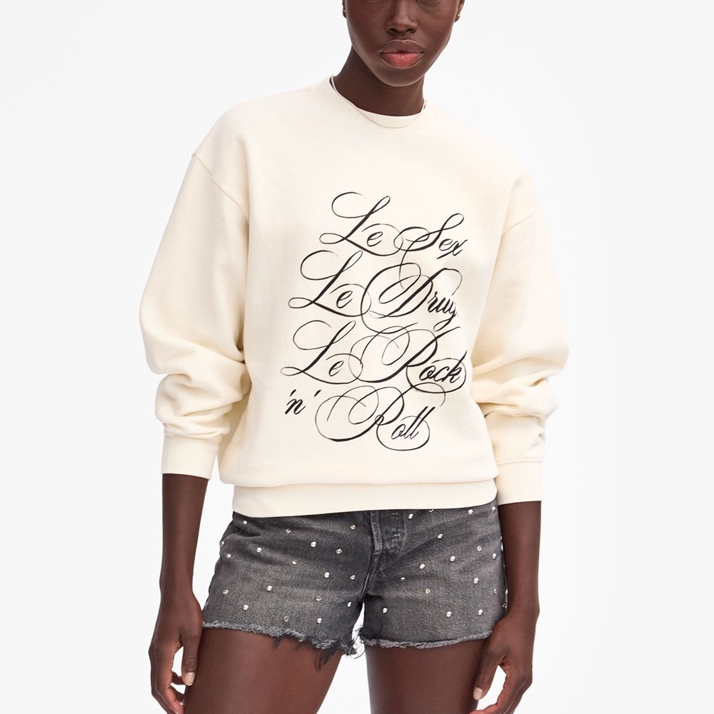 Clare V. Oversized Sweatshirt Le Sex Le Drugs Le Rock 'n' Roll